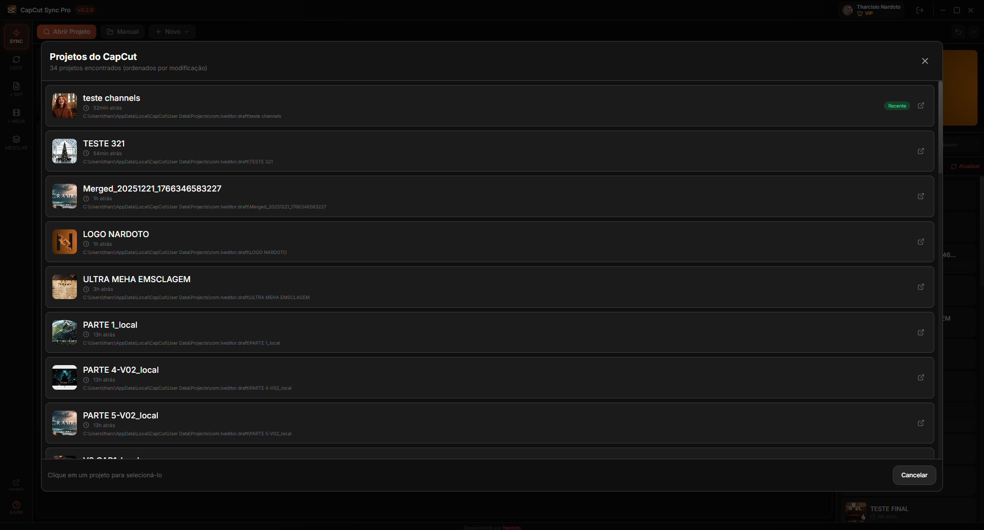 CapCut Sync Pro - Inserir Mídias