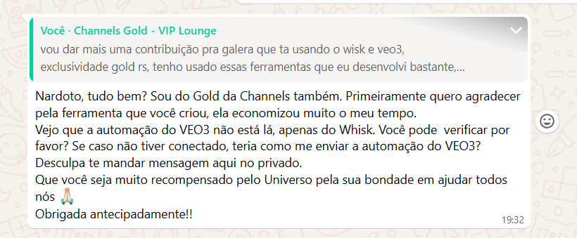 Depoimento de creator sobre ferramentas Nardoto