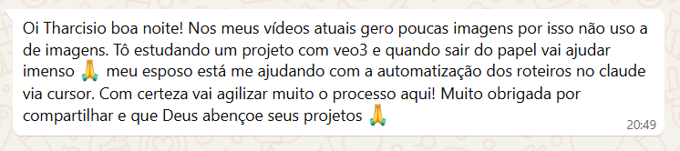 Depoimento sobre economia de tempo