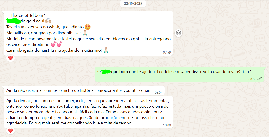 Mensagem de agradecimento sobre ferramentas