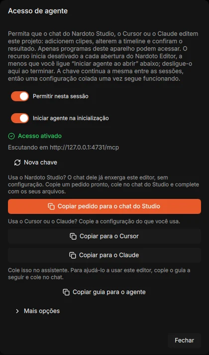 Acesso de agente de IA ao editor