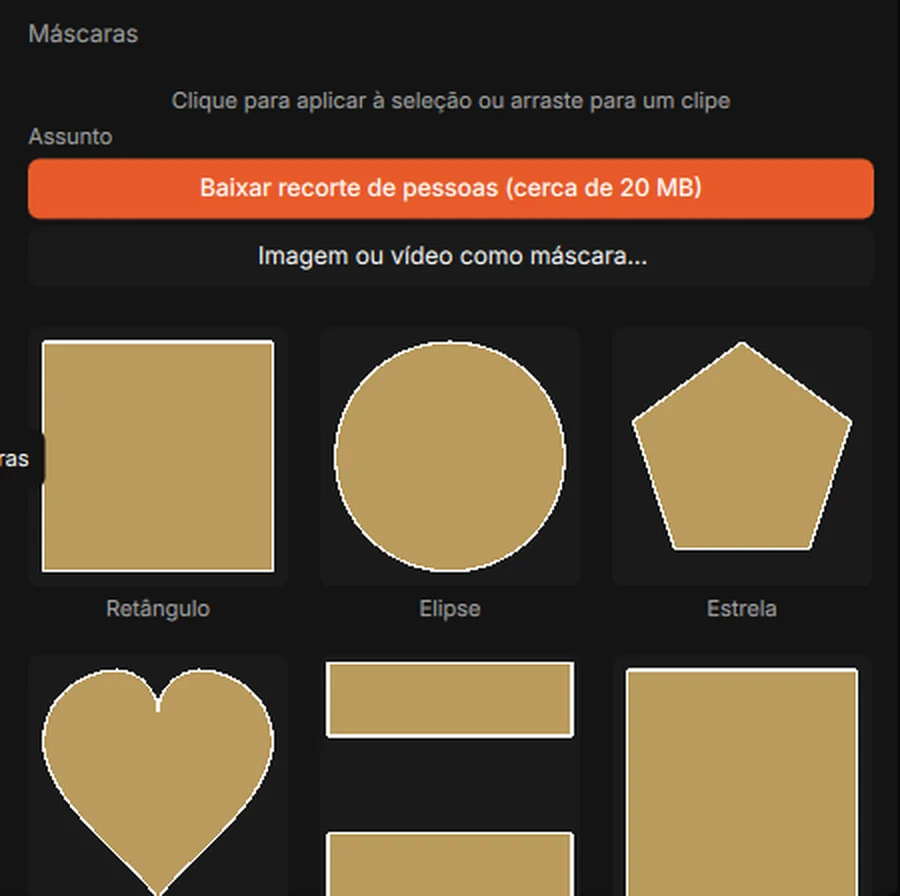 Máscaras e recorte de pessoas