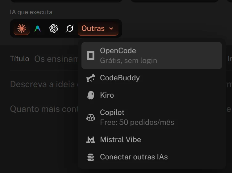 Lista de IAs que podem executar o vídeo
